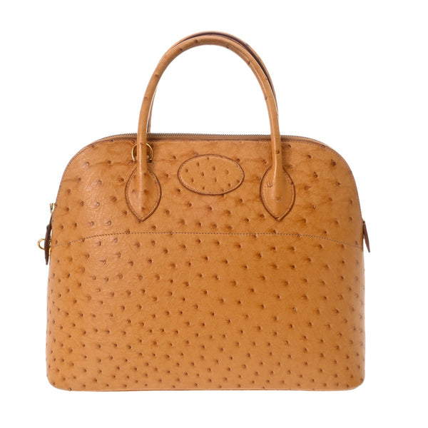 HERMES エルメス ボリード37 ナチュラル □B刻印(1998年頃) レディース オーストリッチ ハンドバッグ ABランク 中古 銀蔵