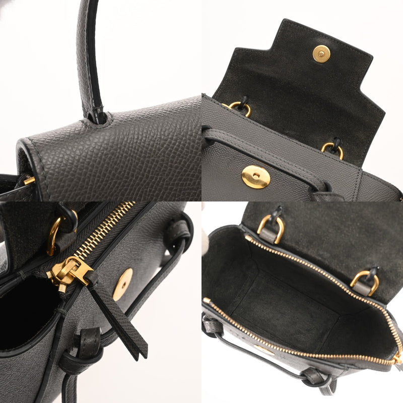 CELINE セリーヌ ベルトバッグピコ グレー 19423ZVA.10DC レディース レザー ハンドバッグ ABランク 中古 銀蔵