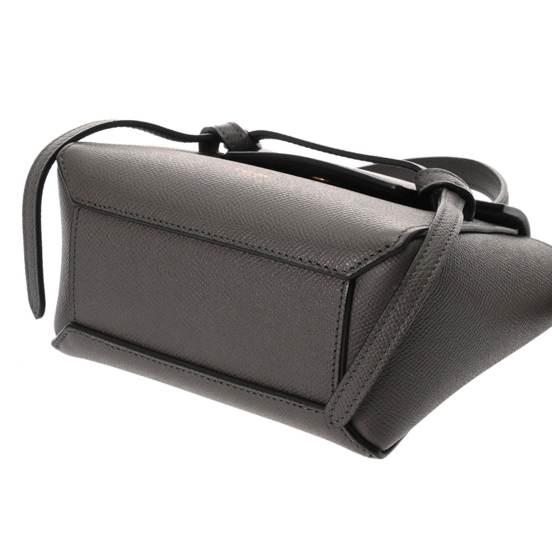 CELINE セリーヌ ベルトバッグピコ グレー 19423ZVA.10DC レディース レザー ハンドバッグ ABランク 中古 銀蔵