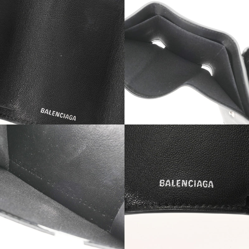 BALENCIAGA バレンシアガ ペーパー ミニ ウォレット スター柄 ブラック/ホワイト 391446 ユニセックス レザー 三つ折り財布 Aランク 中古 銀蔵