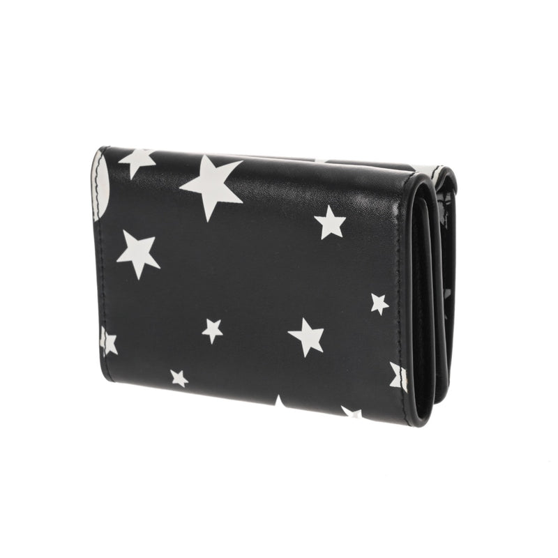 BALENCIAGA バレンシアガ ペーパー ミニ ウォレット スター柄 ブラック/ホワイト 391446 ユニセックス レザー 三つ折り財布 Aランク 中古 銀蔵