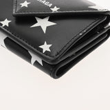 BALENCIAGA バレンシアガ ペーパー ミニ ウォレット スター柄 ブラック/ホワイト 391446 ユニセックス レザー 三つ折り財布 Aランク 中古 銀蔵