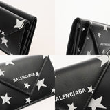 BALENCIAGA バレンシアガ ペーパー ミニ ウォレット スター柄 ブラック/ホワイト 391446 ユニセックス レザー 三つ折り財布 Aランク 中古 銀蔵
