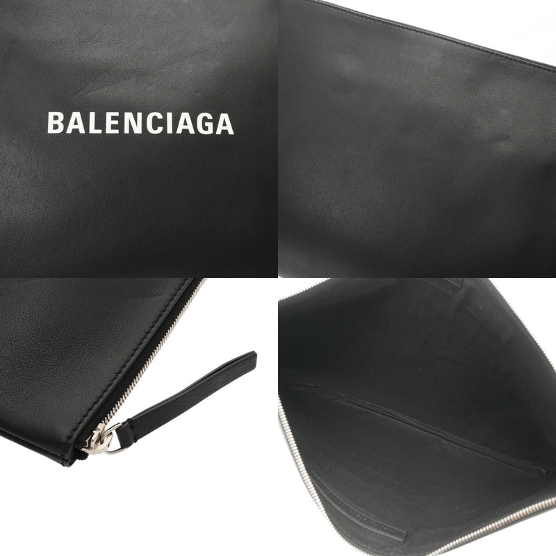 BALENCIAGA バレンシアガ ブラック 485112 ユニセックス レザー クラッチバッグ ABランク 中古 銀蔵