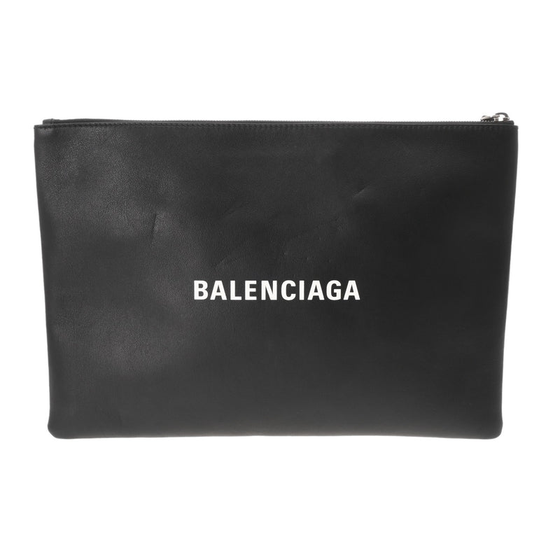 BALENCIAGA バレンシアガ ブラック 485112 ユニセックス レザー クラッチバッグ ABランク 中古 銀蔵