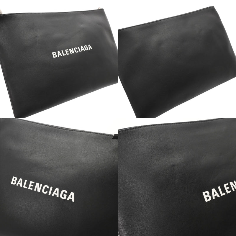 BALENCIAGA バレンシアガ ブラック 485112 ユニセックス レザー クラッチバッグ ABランク 中古 銀蔵