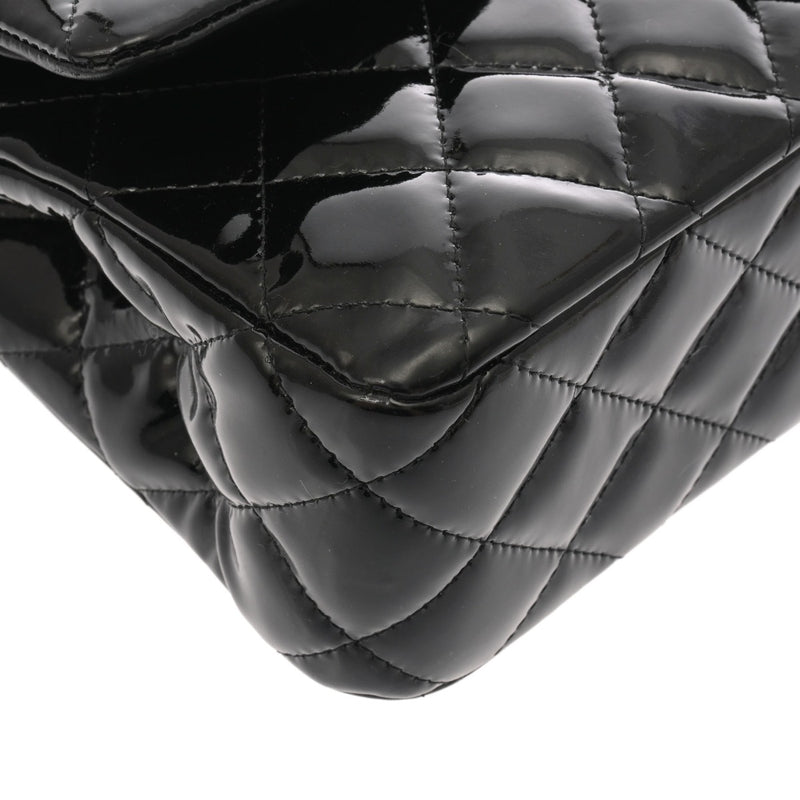 CHANEL シャネル マトラッセ チェーンショルダー ブラック レディース エナメル ショルダーバッグ ABランク 中古 銀蔵