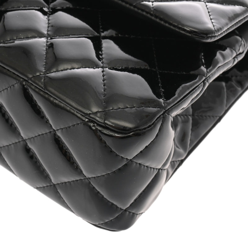 CHANEL シャネル マトラッセ チェーンショルダー ブラック レディース エナメル ショルダーバッグ ABランク 中古 銀蔵