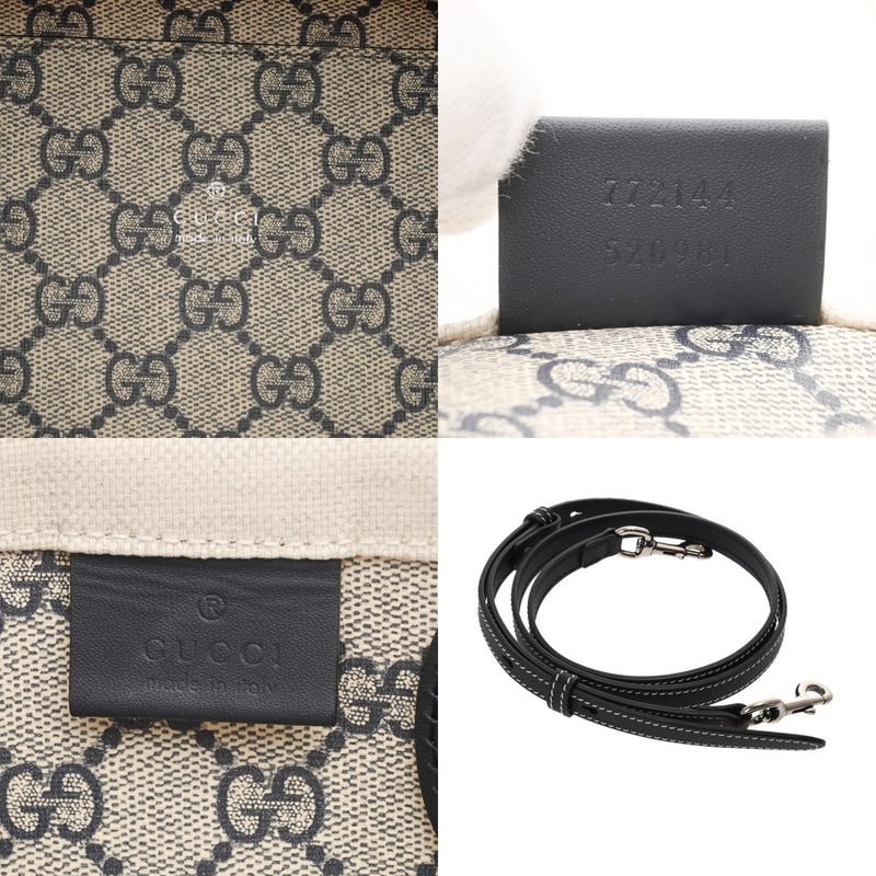 GUCCI グッチ GUCCIプリント スモールトートバッグ 2WAY ベージュ/ネイビー 772144 レディース コットンリネンキャンバス/レザー ハンドバッグ 新同 中古 銀蔵