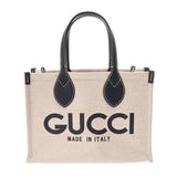 GUCCI グッチ GUCCIプリント スモールトートバッグ 2WAY ベージュ/ネイビー 772144 レディース コットンリネンキャンバス/レザー ハンドバッグ 新同 中古 銀蔵