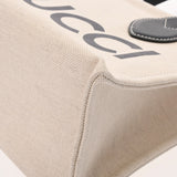 GUCCI グッチ GUCCIプリント スモールトートバッグ 2WAY ベージュ/ネイビー 772144 レディース コットンリネンキャンバス/レザー ハンドバッグ 新同 中古 銀蔵