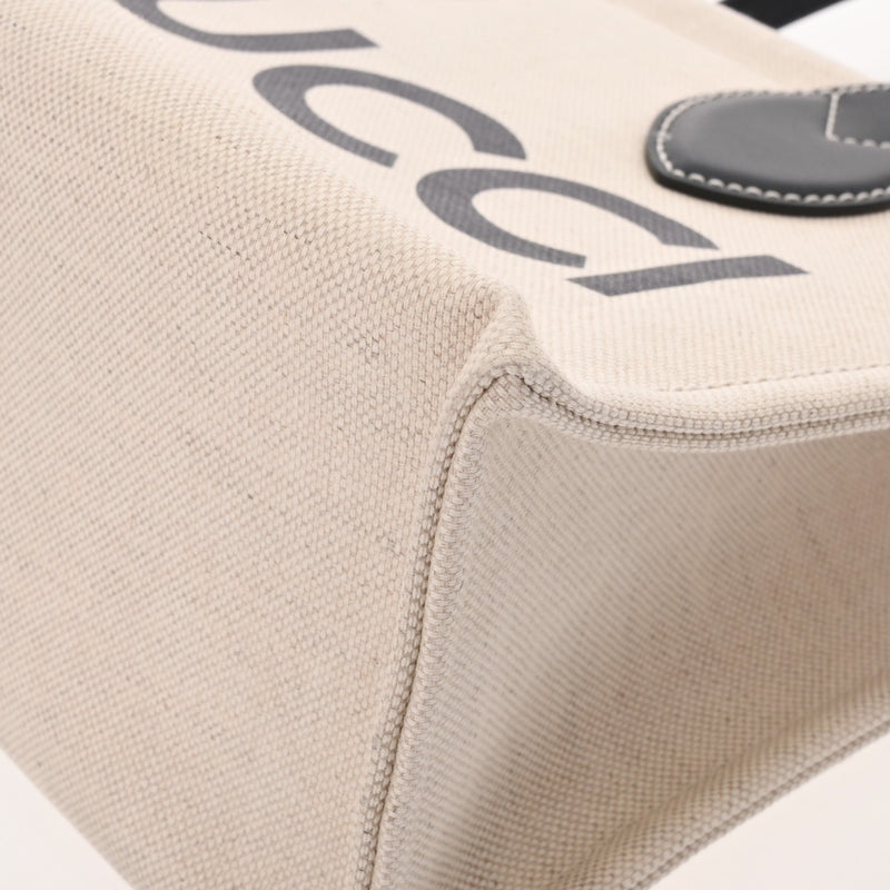 GUCCI グッチ GUCCIプリント スモールトートバッグ 2WAY ベージュ/ネイビー 772144 レディース コットンリネンキャンバス/レザー ハンドバッグ 新同 中古 銀蔵