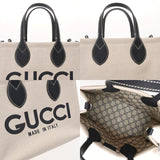 GUCCI グッチ GUCCIプリント スモールトートバッグ 2WAY ベージュ/ネイビー 772144 レディース コットンリネンキャンバス/レザー ハンドバッグ 新同 中古 銀蔵