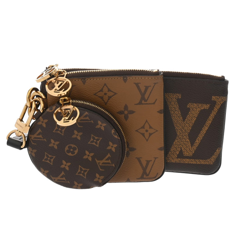 LOUIS VUITTON ルイヴィトン モノグラムリバース ジャイアントリバース ポシェットトリオ ブラウン/キャメル系 M68756 レディース モノグラムキャンバス ポーチ ABランク 中古 銀蔵