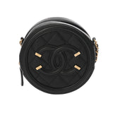 CHANEL シャネル CCフィリグリー ラウンド チェーンショルダー ブラック AP0365 レディース キャビアスキン ショルダーバッグ Aランク 中古 銀蔵