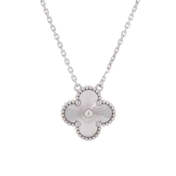 VAN CLEEF & ARPELS ヴァンクリーフ＆アーペル ヴィンテージ アルハンブラ ギョーシェ VCARP9XG00  レディース K18ホワイトゴールド WG ネックレス Aランク 中古 銀蔵