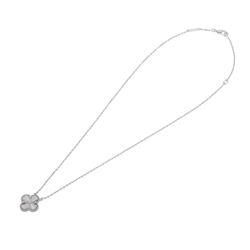 VAN CLEEF & ARPELS ヴァンクリーフ＆アーペル ヴィンテージ アルハンブラ ギョーシェ VCARP9XG00 レディース K18ホワイトゴールド WG ネックレス Aランク 中古 銀蔵