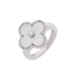 VAN CLEEF & ARPELS ヴァンクリーフ＆アーペル ヴィンテージアルハンブラ 1P ダイヤ #46 6号 レディース K18ホワイトゴールド WG リング・指輪 Aランク 中古 銀蔵
