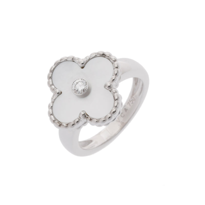 VAN CLEEF & ARPELS ヴァンクリーフ＆アーペル ヴィンテージアルハンブラ 1P ダイヤ #46 6号 レディース K18ホワイトゴールド WG リング・指輪 Aランク 中古 銀蔵