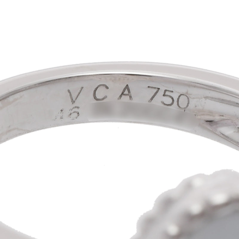 VAN CLEEF & ARPELS ヴァンクリーフ＆アーペル ヴィンテージアルハンブラ 1P ダイヤ #46 6号 レディース K18ホワイトゴールド WG リング・指輪 Aランク 中古 銀蔵