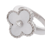VAN CLEEF & ARPELS ヴァンクリーフ＆アーペル ヴィンテージアルハンブラ 1P ダイヤ #46 6号 レディース K18ホワイトゴールド WG リング・指輪 Aランク 中古 銀蔵