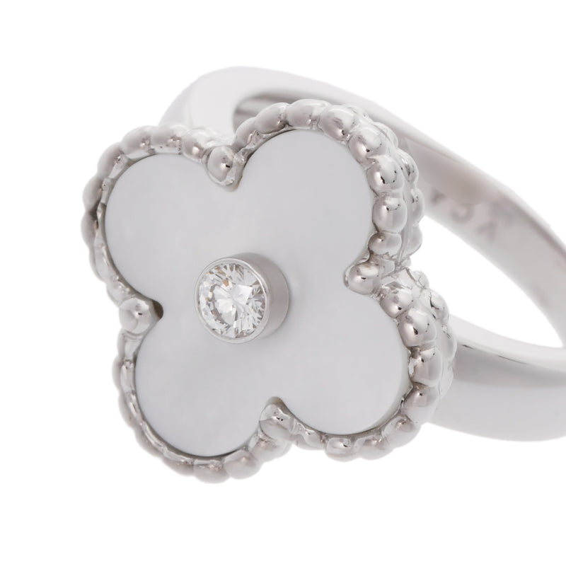 VAN CLEEF & ARPELS ヴァンクリーフ＆アーペル ヴィンテージアルハンブラ 1P ダイヤ #46 6号 レディース K18ホワイトゴールド WG リング・指輪 Aランク 中古 銀蔵