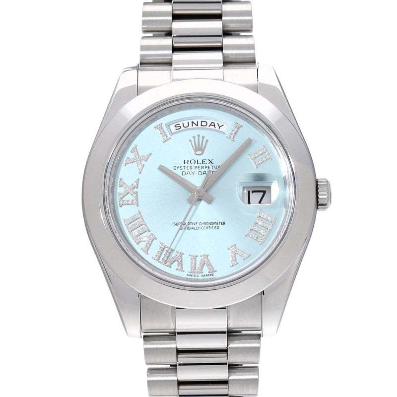 ロレックス デイデイト II 218206 ランダムシリアル アイスブルー/ダイヤモンド メンズ 腕時計 自動巻き 中古 銀蔵