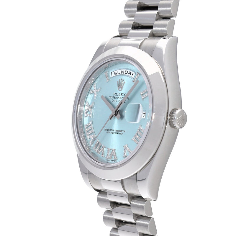 ロレックス デイデイト II 218206 ランダムシリアル アイスブルー/ダイヤモンド メンズ 腕時計 自動巻き 中古 銀蔵