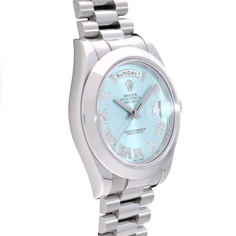 ロレックス デイデイト II 218206 ランダムシリアル アイスブルー/ダイヤモンド メンズ 腕時計 自動巻き 中古 銀蔵