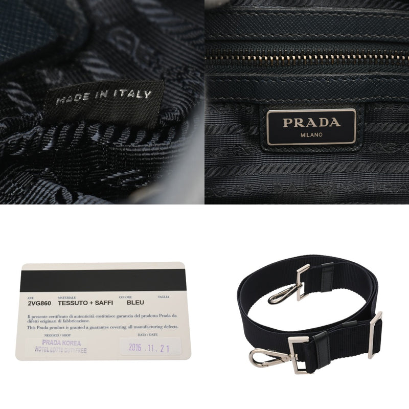 PRADA プラダ 2WAY トートバッグ ネイビー 2VG860 レディース テスート/サフィアーノレザー ハンドバッグ ABランク 中古 銀蔵
