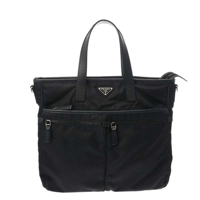 PRADA プラダ 2WAY トートバッグ ネイビー 2VG860 レディース テスート/サフィアーノレザー ハンドバッグ ABランク 中古 銀蔵