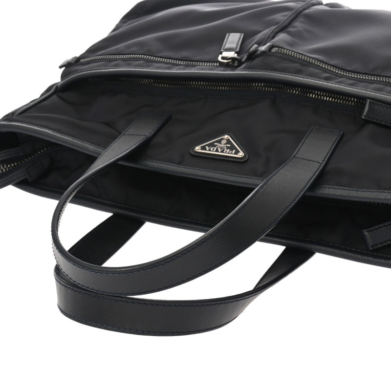 PRADA プラダ 2WAY トートバッグ ネイビー 2VG860 レディース テスート/サフィアーノレザー ハンドバッグ ABランク 中古 銀蔵