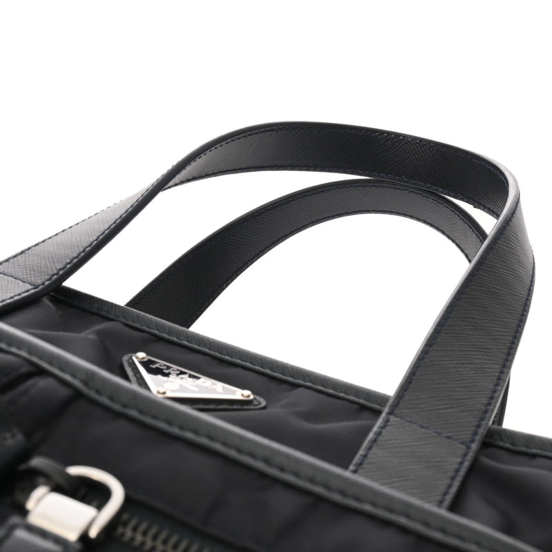 PRADA プラダ 2WAY トートバッグ ネイビー 2VG860 レディース テスート/サフィアーノレザー ハンドバッグ ABランク 中古 銀蔵