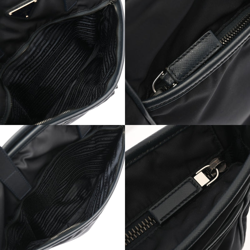 PRADA プラダ 2WAY トートバッグ ネイビー 2VG860 レディース テスート/サフィアーノレザー ハンドバッグ ABランク 中古 銀蔵