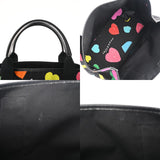 BALENCIAGA バレンシアガ ネイビーカバス S ハート柄 ブラック/マルチカラー 339933 レディース キャンバス レザー ハンドバッグ Aランク 中古 銀蔵