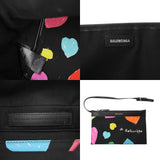 BALENCIAGA バレンシアガ ネイビーカバス S ハート柄 ブラック/マルチカラー 339933 レディース キャンバス レザー ハンドバッグ Aランク 中古 銀蔵