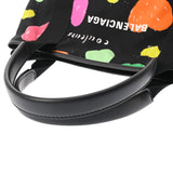 BALENCIAGA バレンシアガ ネイビーカバス S ハート柄 ブラック/マルチカラー 339933 レディース キャンバス レザー ハンドバッグ Aランク 中古 銀蔵