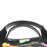 BALENCIAGA バレンシアガ ネイビーカバス S ハート柄 ブラック/マルチカラー 339933 レディース キャンバス レザー ハンドバッグ Aランク 中古 銀蔵