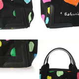 BALENCIAGA バレンシアガ ネイビーカバス S ハート柄 ブラック/マルチカラー 339933 レディース キャンバス レザー ハンドバッグ Aランク 中古 銀蔵