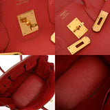 HERMES エルメス バーキン 35 ルージュビフ □B刻印(1998年頃) ユニセックス アルデンヌ ハンドバッグ ABランク 中古 銀蔵