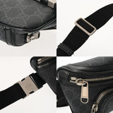 GUCCI グッチ インターロッキング ベルトバッグ ブラック 682933 ユニセックス GGスプリームキャンバス レザー ウエストバッグ Aランク 中古 銀蔵