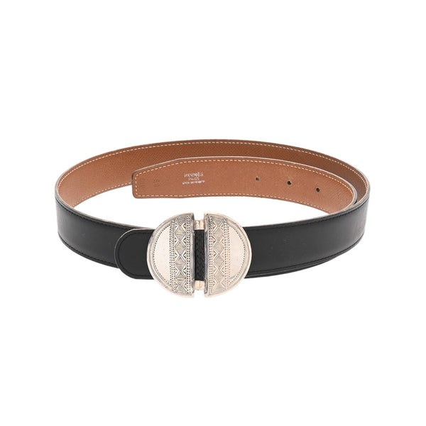 HERMES エルメス トゥアレグバックル サイズ85 ブラック/ゴールド □A刻印(1997年頃) メンズ ボックスカーフ クシュベル ベルト Bランク 中古 銀蔵