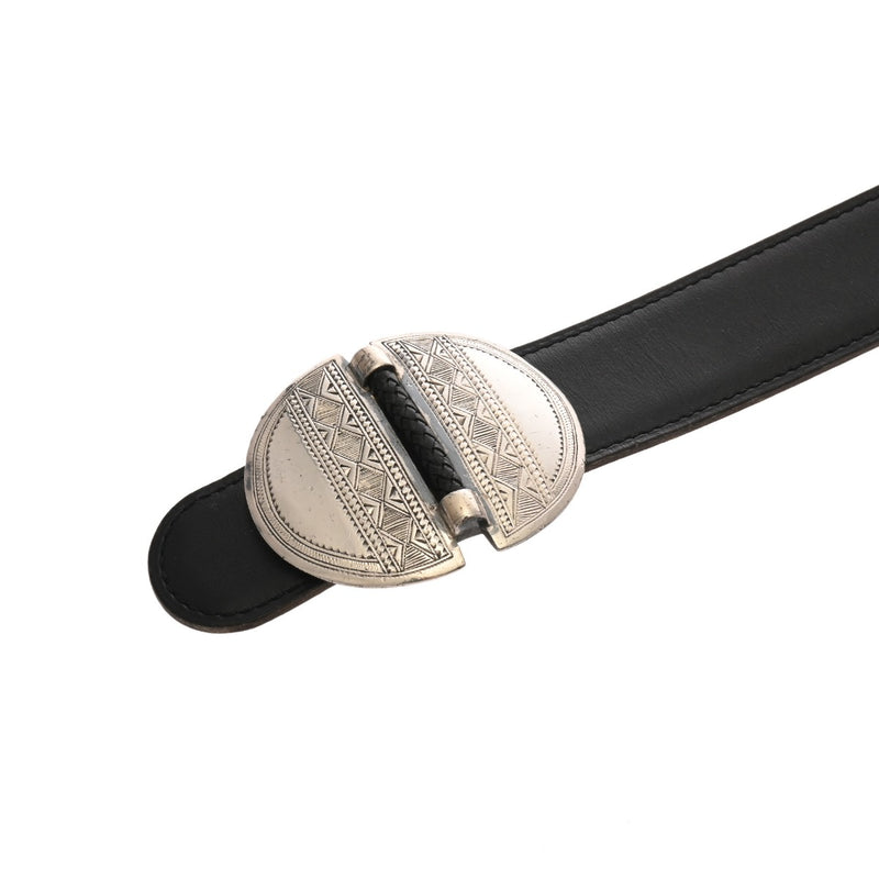 HERMES エルメス トゥアレグバックル サイズ85 ブラック/ゴールド □A刻印(1997年頃) メンズ ボックスカーフ クシュベル ベルト Bランク 中古 銀蔵