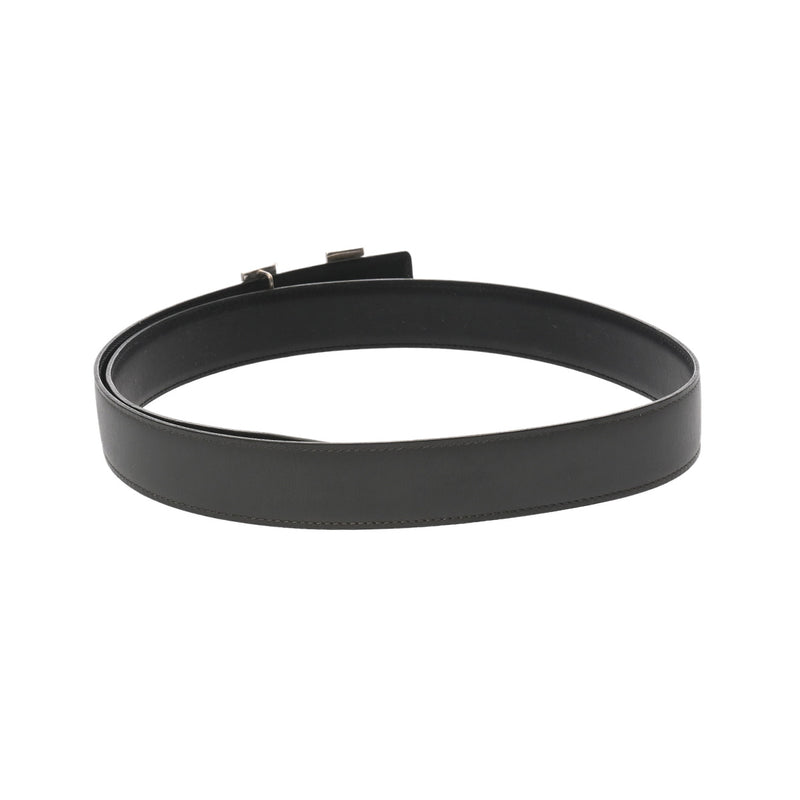 HERMES エルメス Hベルト トゥアレグバックル サイズ85 ブラック/グレー □C刻印(1999年頃) メンズ ボックスカーフ ベルト ABランク 中古 銀蔵