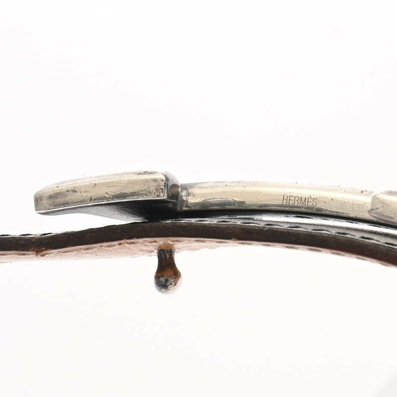 HERMES エルメス Hベルト トゥアレグバックル サイズ90cm ブラック/ナチュラル □G刻印(2003年頃) メンズ ボックスカーフ ヴォースイフト ベルト Bランク 中古 銀蔵