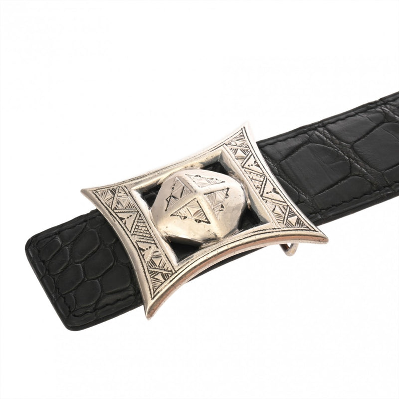 HERMES エルメス トゥアレグバックル サイズ85 ブラック/ゴールド □C刻印(1999年頃) メンズ アリゲーター ボックスカーフ ベルト Bランク 中古 銀蔵