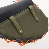 CHRISTIAN DIOR クリスチャンディオール サドルバッグ Sacaiコラボ カーキ/ネイビー 1ADCA374 ユニセックス ナイロン レザー ボディバッグ Aランク 中古 銀蔵