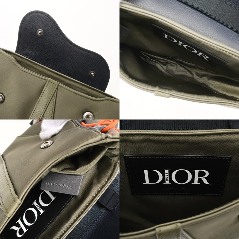 CHRISTIAN DIOR クリスチャンディオール サドルバッグ Sacaiコラボ カーキ/ネイビー 1ADCA374 ユニセックス ナイロン レザー ボディバッグ Aランク 中古 銀蔵
