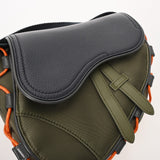 CHRISTIAN DIOR クリスチャンディオール サドルバッグ Sacaiコラボ カーキ/ネイビー 1ADCA374 ユニセックス ナイロン レザー ボディバッグ Aランク 中古 銀蔵