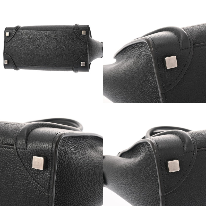 CELINE セリーヌ ラゲージ マイクロショッパー ブラック 189793 レディース ドラムカーフ ハンドバッグ Aランク 中古 銀蔵